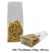 PAKIRNE VREČKE RAVNO DNO OPP-CELOFAN 100+75x200mm (150g) PP-RD3 100 kos