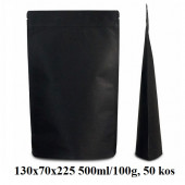 VREČKE ZA ČAJE IN ZELIŠČA Z ZIP ZAPIRANJEM 130x70x225 500ml/100g ČRNE 1/50
