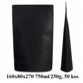 VREČKE ZA ČAJE IN ZELIŠČA Z ZIP ZAPIRANJEM 160x80x270 750ml/250g ČRNE 1/50