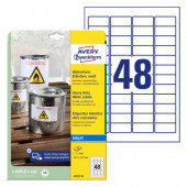 ETIKETE POLIESTER 45,7x21,2mm AVERY ZWECKFORM J4778-10 MAT BELE
