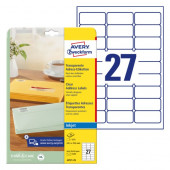 ETIKETE POLIESTER 63,5x29,6 AVERY ZWECKFORM J4721-25 MAT PROZORNA 