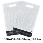 TRANSPORTNE KURIRSKE VREČKE Z ROČAJEM 350x450+50mm 55um BELA FB05 100 kos