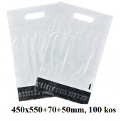 TRANSPORTNE KURIRSKE VREČKE Z ROČAJEM 450x550+50mm 55um BELA KF06+ 100 kos