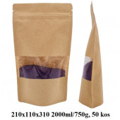 VREČKE ZA ČAJE IN ZELIŠČA Z ZIP ZAPIRANJEM IN OKENCEM 210x110x310 2000ml/750g 1/50