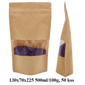 VREČKE ZA ČAJE IN ZELIŠČA Z ZIP ZAPIRANJEM IN OKENCEM 130x70x225 500ml/100g 1/50