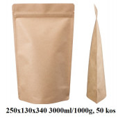 VREČKE ZA ČAJE IN ZELIŠČA Z ZIP ZAPIRANJEM 250x130x340 3000ml/1000g 1/50