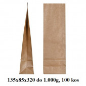 PAPIRNATE VREČKE ZA ČAJE IN ZELIŠČA 135x85x320 do 1.000g NATUR 1/100