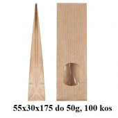 PAPIRNATE VREČKE ZA ČAJE IN ZELIŠČA Z OKENCEM 50g 55x30x175 NATUR 1/100