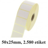 ETIKETE TERMO NORMAL V ROLI 50x25mm 25mm/125mm 2580/1
