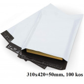 TRANSPORTNE KURIRSKE VREČKE 310x420+50mm 55um BELA KF04 100 kos