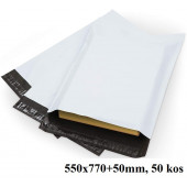 TRANSPORTNE KURIRSKE VREČKE 550x770+50mm 55um BELA 50 kos
