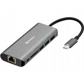 USB HUB RAZDELILEC 6 V 1 SANDBERG USB-C DOCK HDMI+LAN+SD+USB100W 136-18