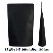 VREČKE ZA ČAJE IN ZELIŠČA Z ZIP ZAPIRANJEM 85x50x145 100ml/50g ČRNE 1/100