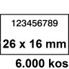 ETIKETE ZA NUMERATOR DVOREDNE 26x16 PERMANENTNE BELE 6000/1