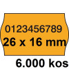 ETIKETE ZA NUMERATOR DVOREDNE 26x16 ODSTRANLJIVE OVALNE ORANŽNE 6000/1