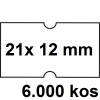 ETIKETE ZA NUMERATOR ENOREDNE 21x12 ODSTRANLJIVE BELE 6000/1