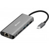 USB HUB RAZDELILEC 6v1 SANDBERG USB-C DOCK HDMI+LAN+SD+USB100W 136-18