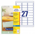 ETIKETE POLIESTER 63,5x29,6 AVERY ZWECKFORM J4721-25 MAT PROZORNA 