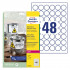 ETIKETE POLIESTER OKROGLE 30mm AVERY ZWECKFORM L4716-20 MAT BELA