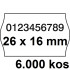 ETIKETE ZA NUMERATOR DVOREDNE 26x16 ODSTRANLJIVE OVALNE BELE 6000/1