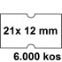 ETIKETE ZA NUMERATOR ENOREDNE 21x12 ODSTRANLJIVE BELE 6000/1